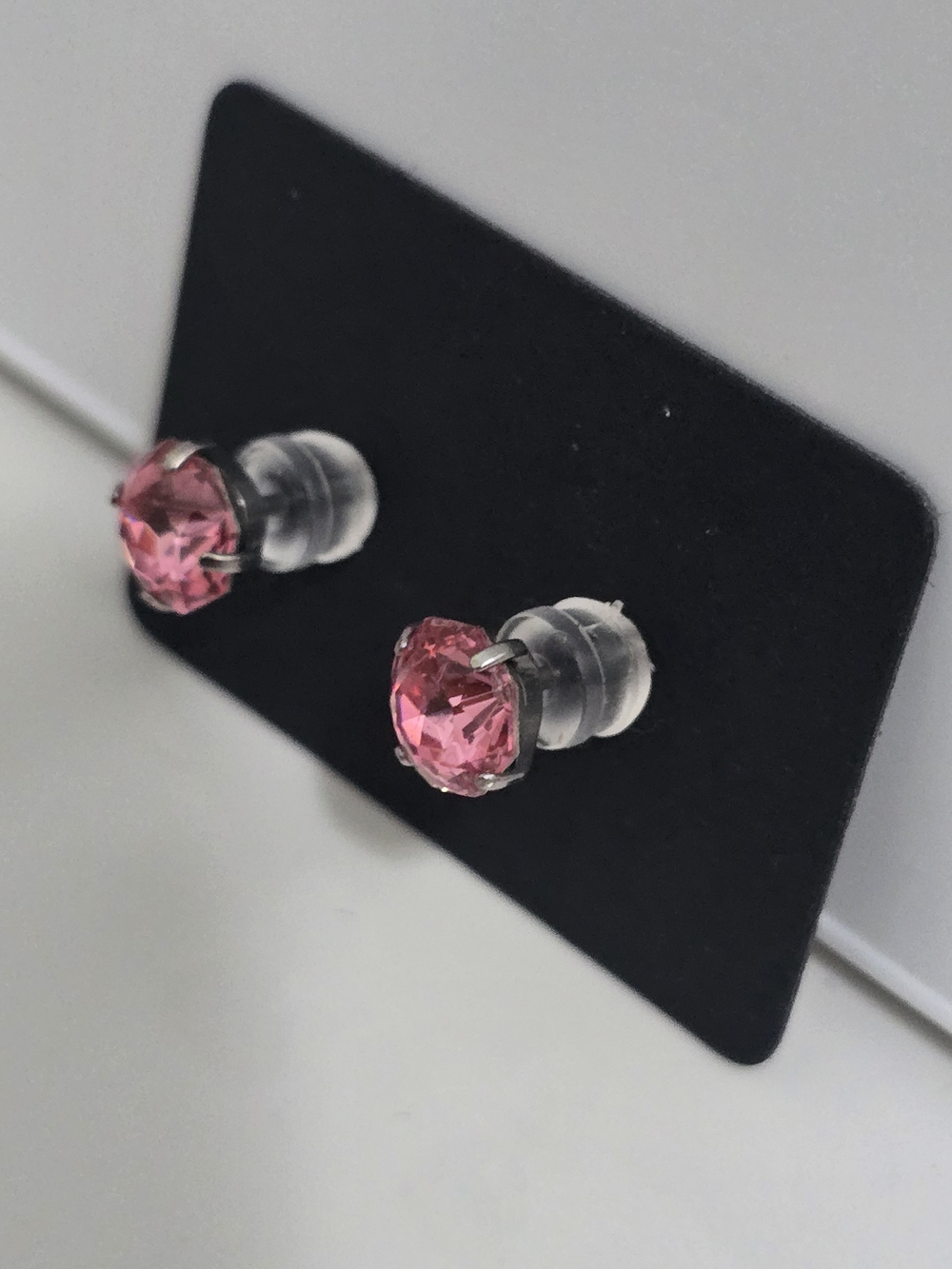 Pink Zircon Titanium Earrings Medical Grade Hypoallergenic Screw Back